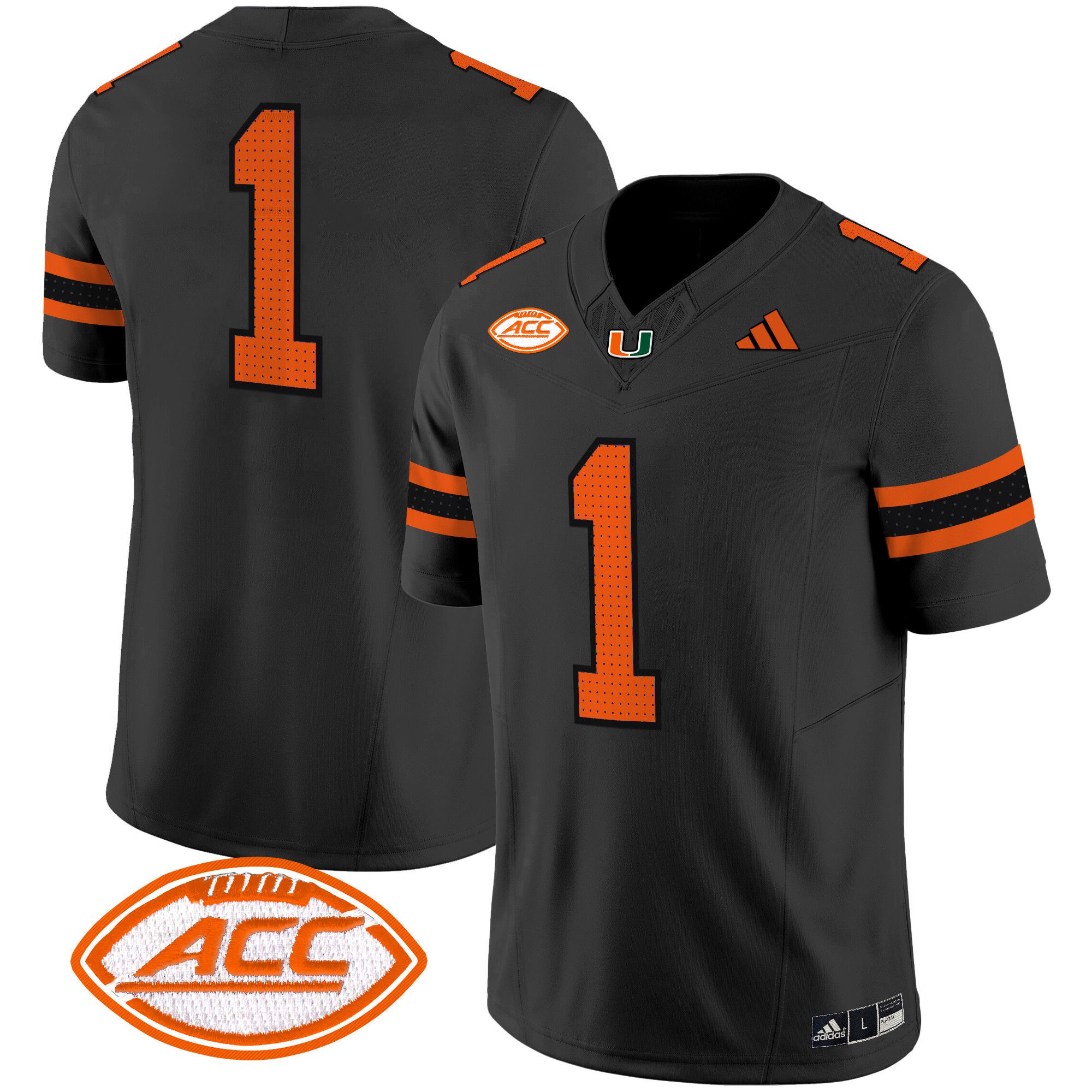 Men Miami Hurricanes #1 No Name Black 2024 Vapor Limited NCAA Jersey